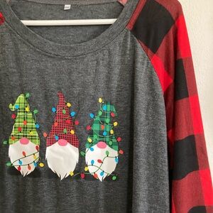 Plaid Gnome Women’s Shirt - Gray and Red